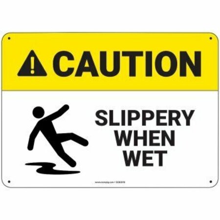 PIG PIG Slippery When Wet Sign 10" x 7" Plastic 10" L x 7" H SGN2010-7X10-PLS